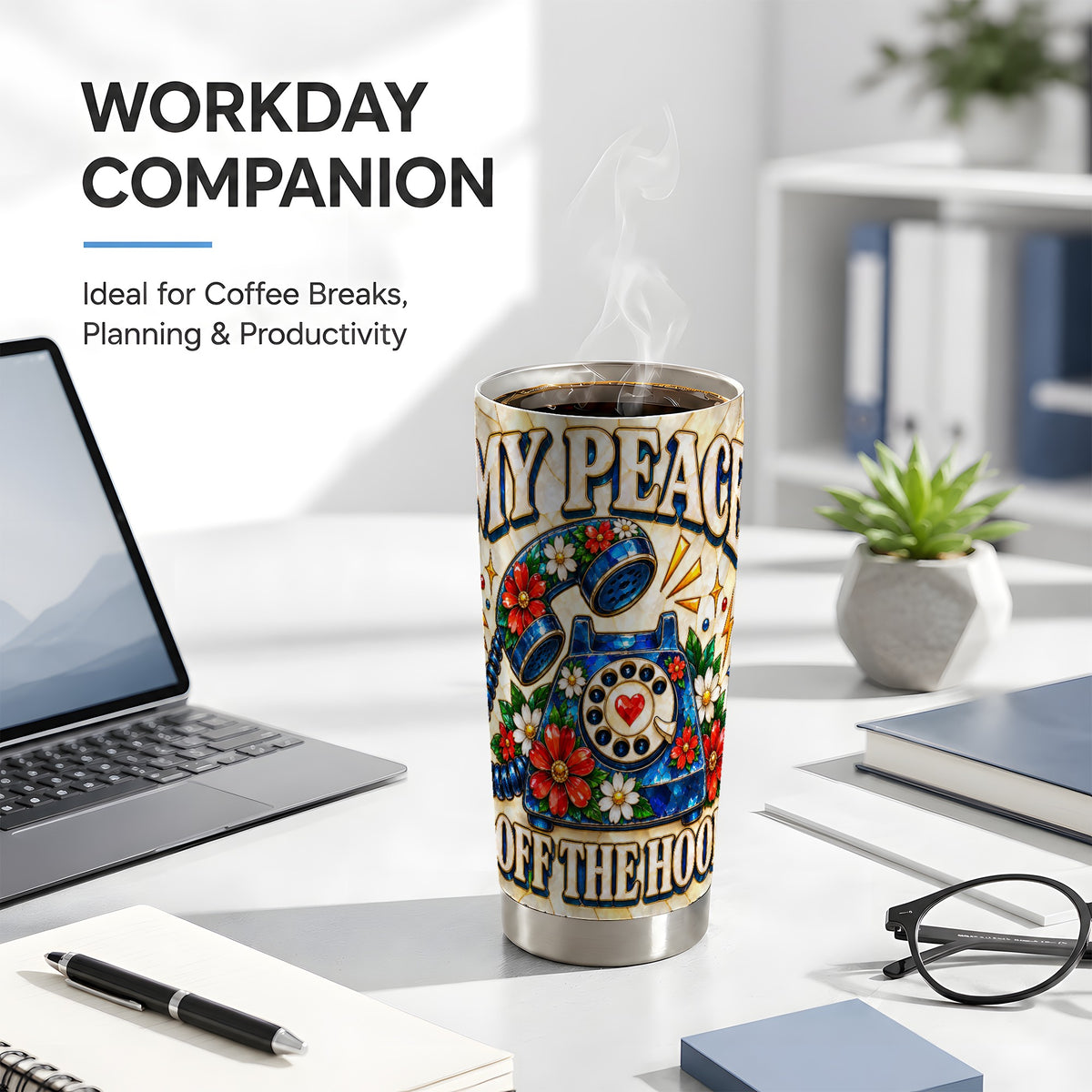 #pl[20oz|Steel] Retro Rotary Phone Tumbler 20oz, Floral Tumbler, Stainless Steel Travel Cup