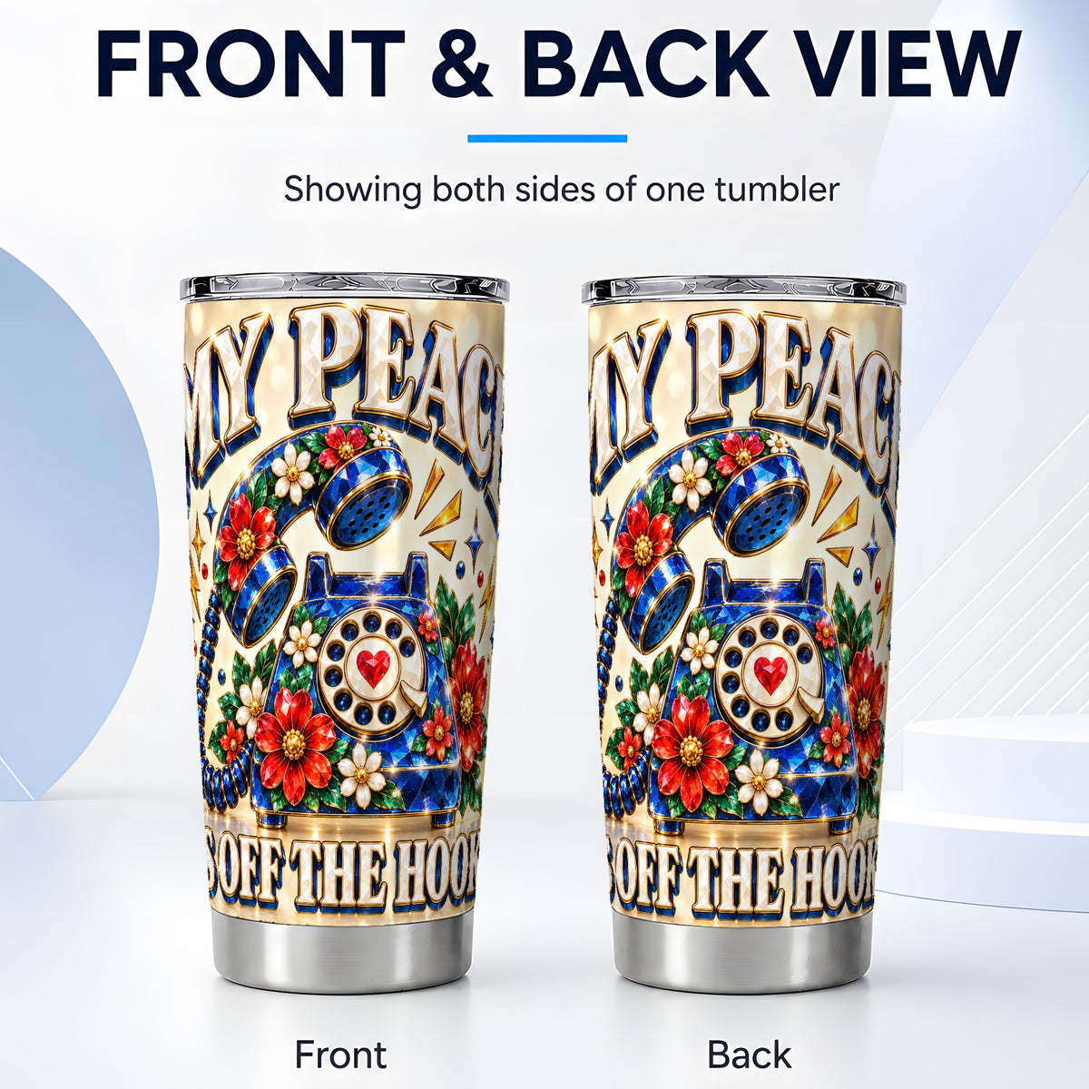 #pl[20oz|Steel] Jeweled Rotary Phone Tumbler 20oz, Floral Tumbler, Stainless Travel Cup