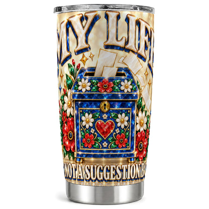 Jeweled Floral Box Tumbler 20oz, Quote Tumbler, Stainless Travel Cup