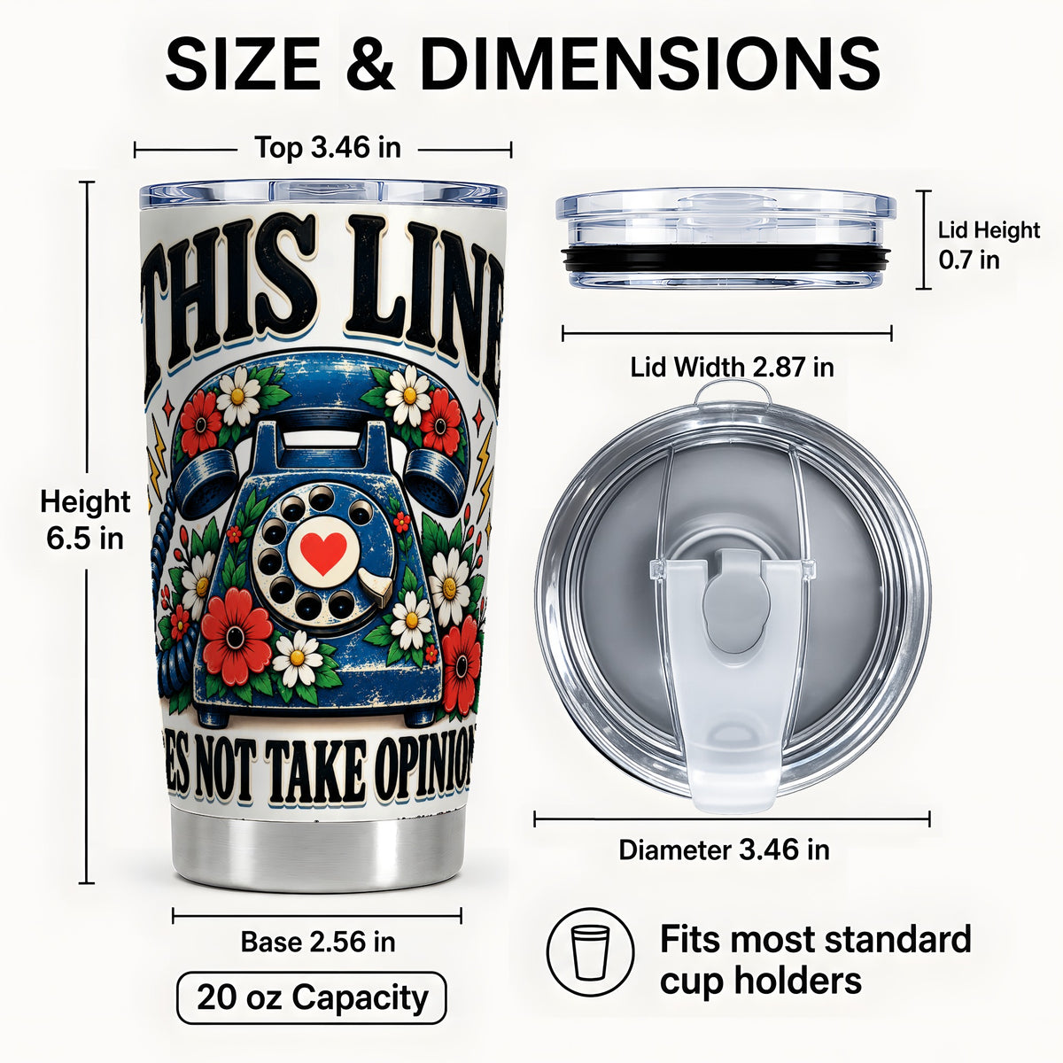 #pl[20oz|Steel] Retro Rotary Phone 20oz Tumbler, Floral Design, Stainless Steel Travel Cup