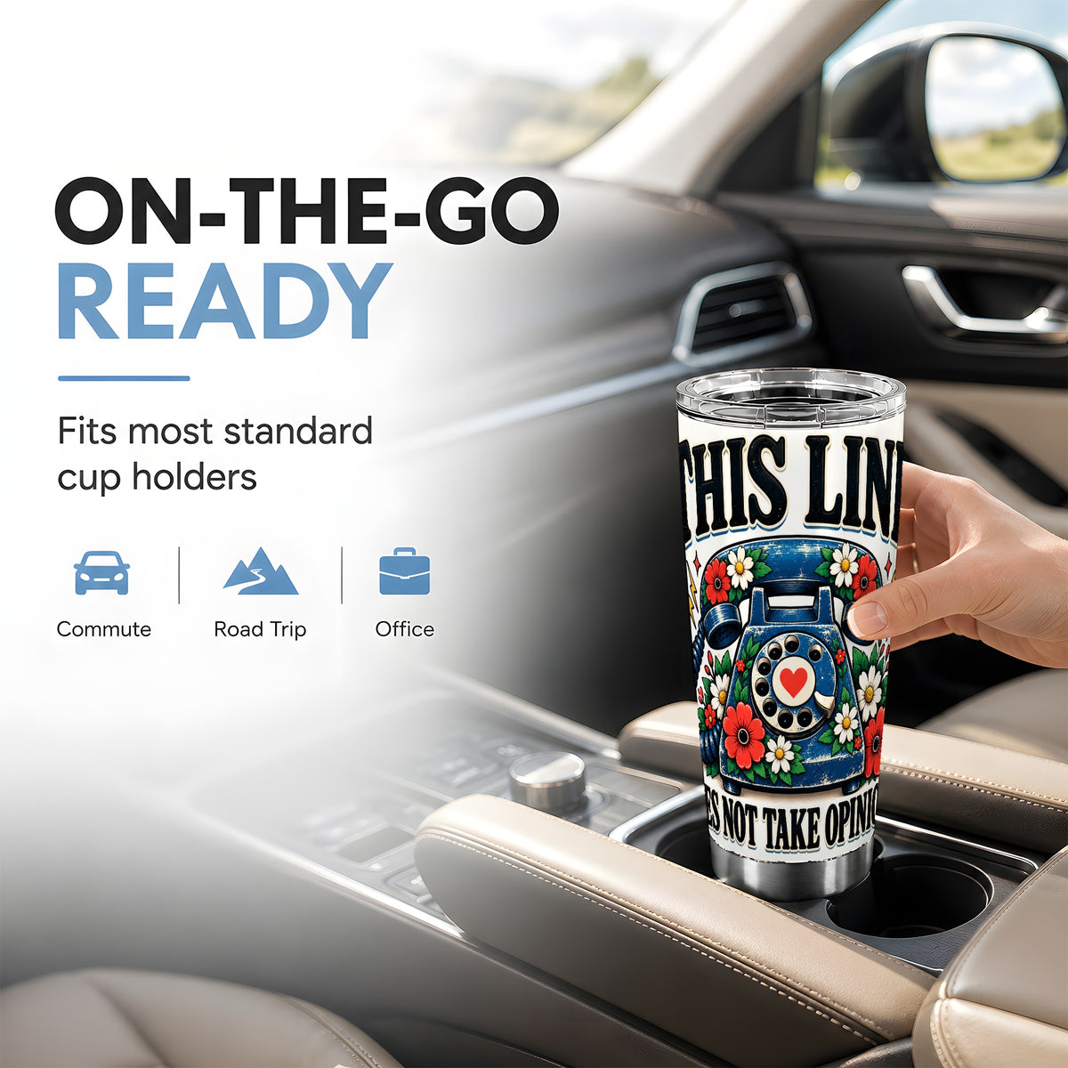 #pl[20oz|Steel] Retro Rotary Phone 20oz Tumbler, Floral Design, Stainless Steel Travel Cup