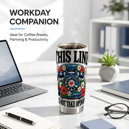 #pl[20oz|Steel] Retro Rotary Phone 20oz Tumbler, Floral Design, Stainless Steel Travel Cup