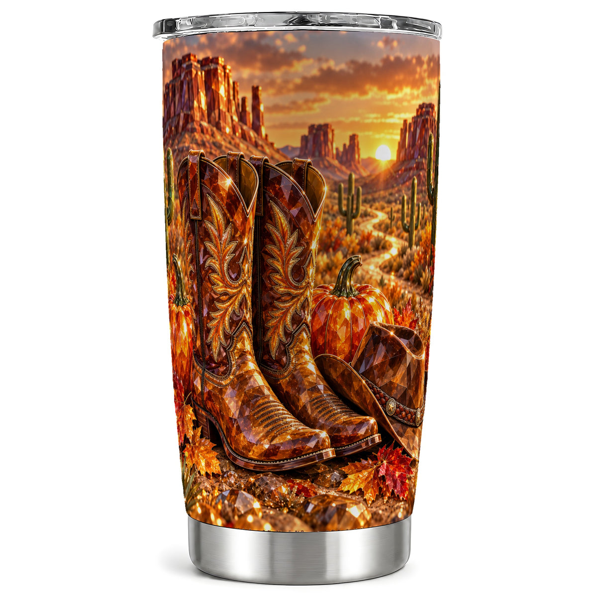 Western Boots 20oz Tumbler, Desert Design, Stainless Steel Travel Cup