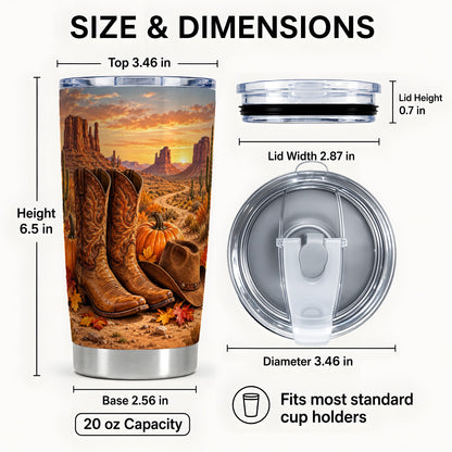 #pl[20oz|Steel] Western Autumn Tumbler 20oz, Cowboy Boots Stainless Steel Travel Cup
