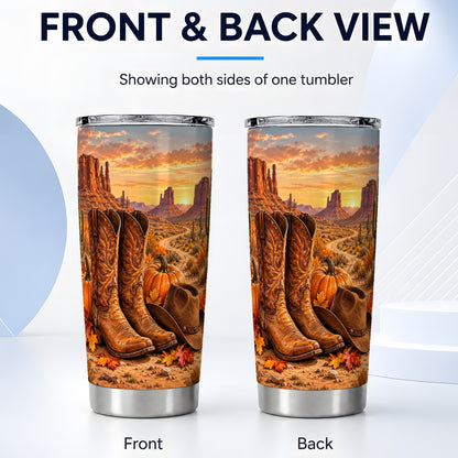 #pl[20oz|Steel] Western Autumn Tumbler 20oz, Cowboy Boots Stainless Steel Travel Cup