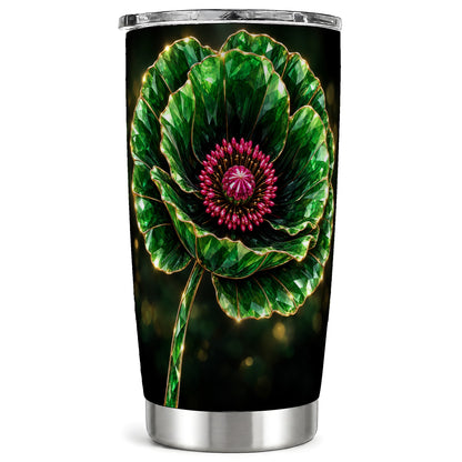 Emerald Floral Tumbler 20oz, Gemstone Style Stainless Steel Travel Cup