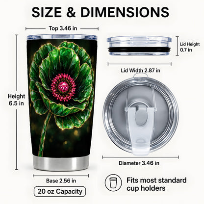 #pl[20oz|Steel] Emerald Floral Tumbler 20oz, Gemstone Style Stainless Steel Travel Cup