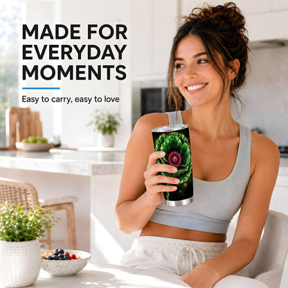 #pl[20oz|Steel] Emerald Floral Tumbler 20oz, Gemstone Style Stainless Steel Travel Cup