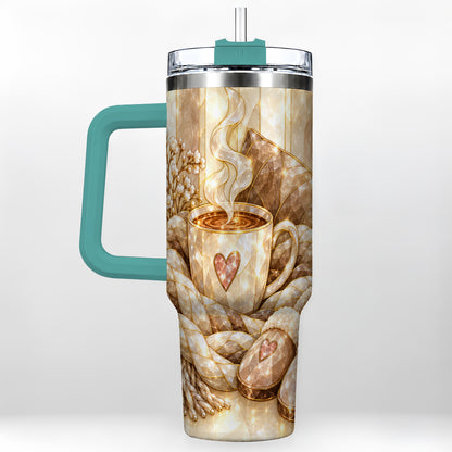 #pl[40oz|Green] Cozy Heart 40oz Tumbler with Handle, Glass Style Stainless Steel Travel Cup
