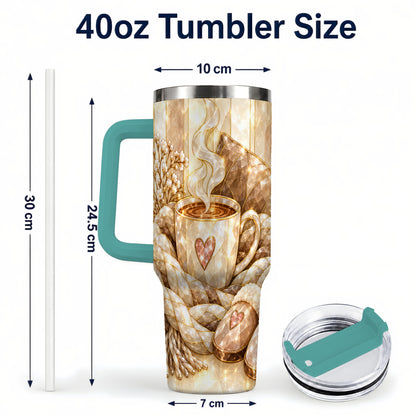 #pl[40oz|Green] Cozy Heart 40oz Tumbler with Handle, Glass Style Stainless Steel Travel Cup