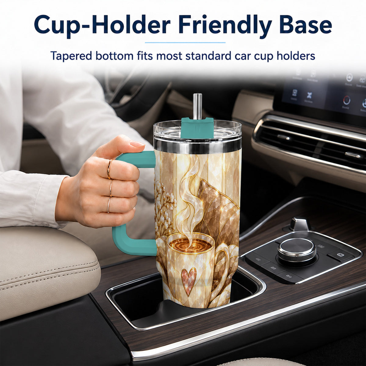 #pl[40oz|Green] Cozy Heart 40oz Tumbler with Handle, Glass Style Stainless Steel Travel Cup