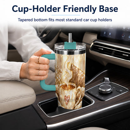 #pl[40oz|Green] Cozy Heart 40oz Tumbler with Handle, Glass Style Stainless Steel Travel Cup