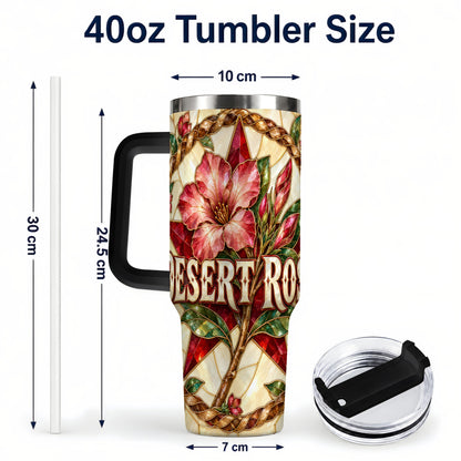 #pl[40oz|Black] Western Floral Star 40oz Tumbler with Handle, Rose Stainless Steel Cup