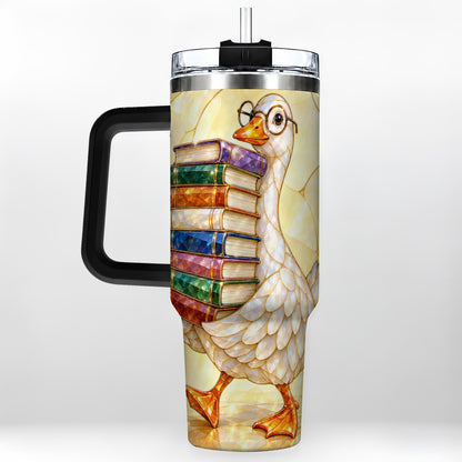 #pl[40oz|Black] Bookish Goose 40oz Tumbler with Handle, Reading Stainless Steel Cup