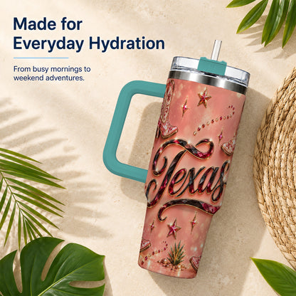 #pl[40oz|Green] Western Cowboy Boots 40oz Tumbler with Handle, Stainless Steel Travel Cup