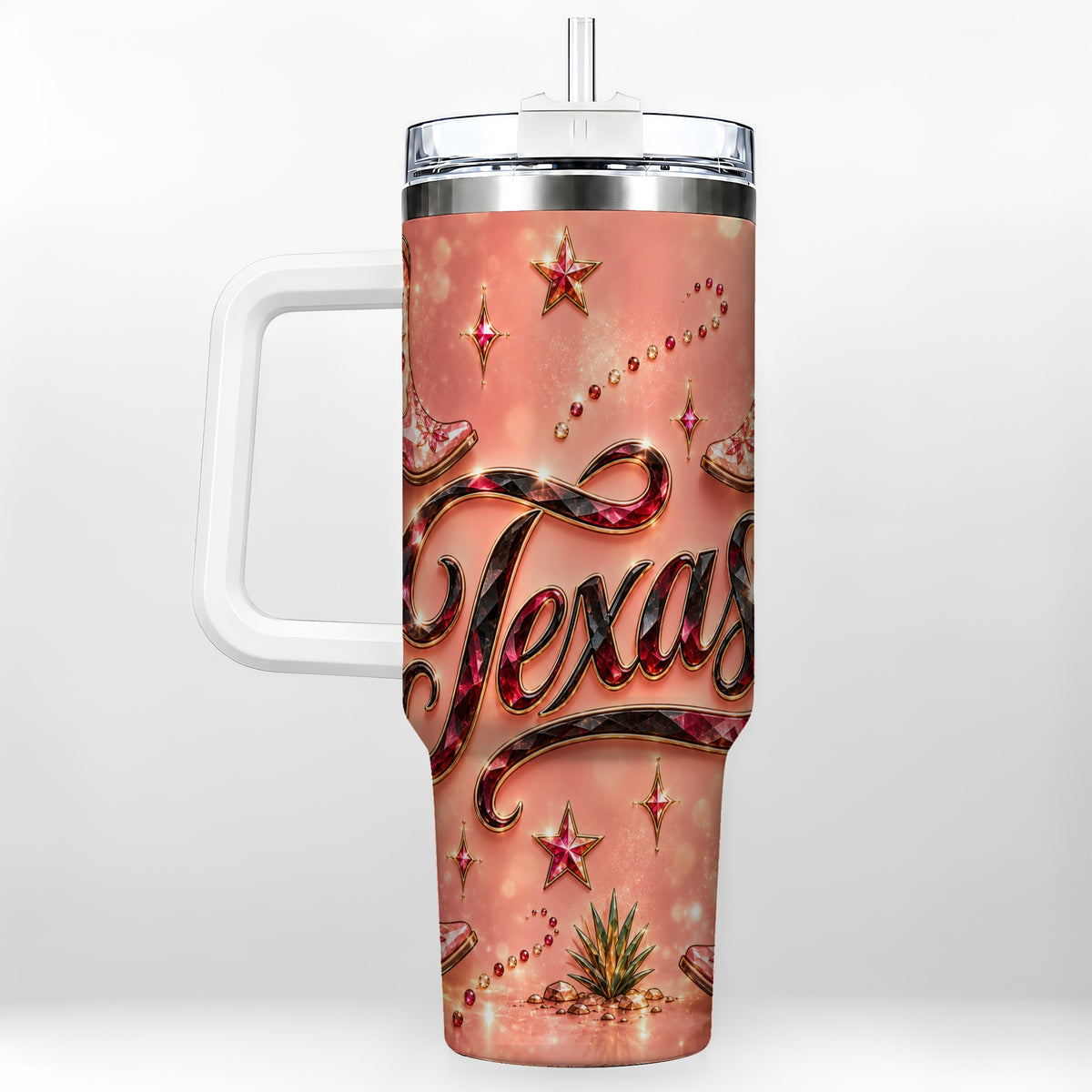Western Cowboy Boots 40oz Tumbler with Handle, Stainless Steel Travel Cup