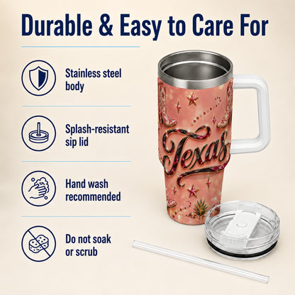 #pl[40oz|White] Western Cowboy Boots 40oz Tumbler with Handle, Stainless Steel Travel Cup