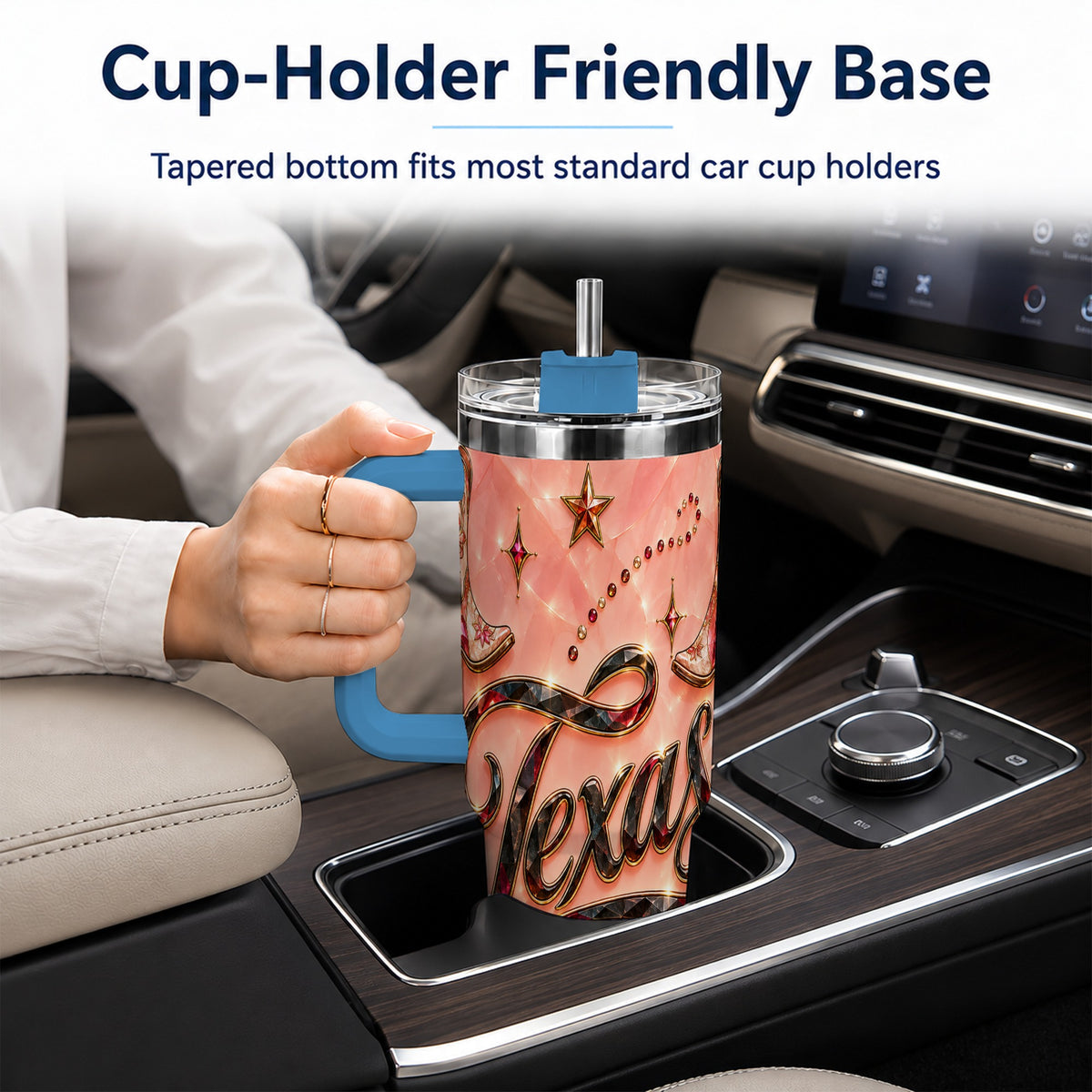 #pl[40oz|Blue] Western Cowboy Boots 40oz Tumbler with Handle, Stainless Steel Travel Cup
