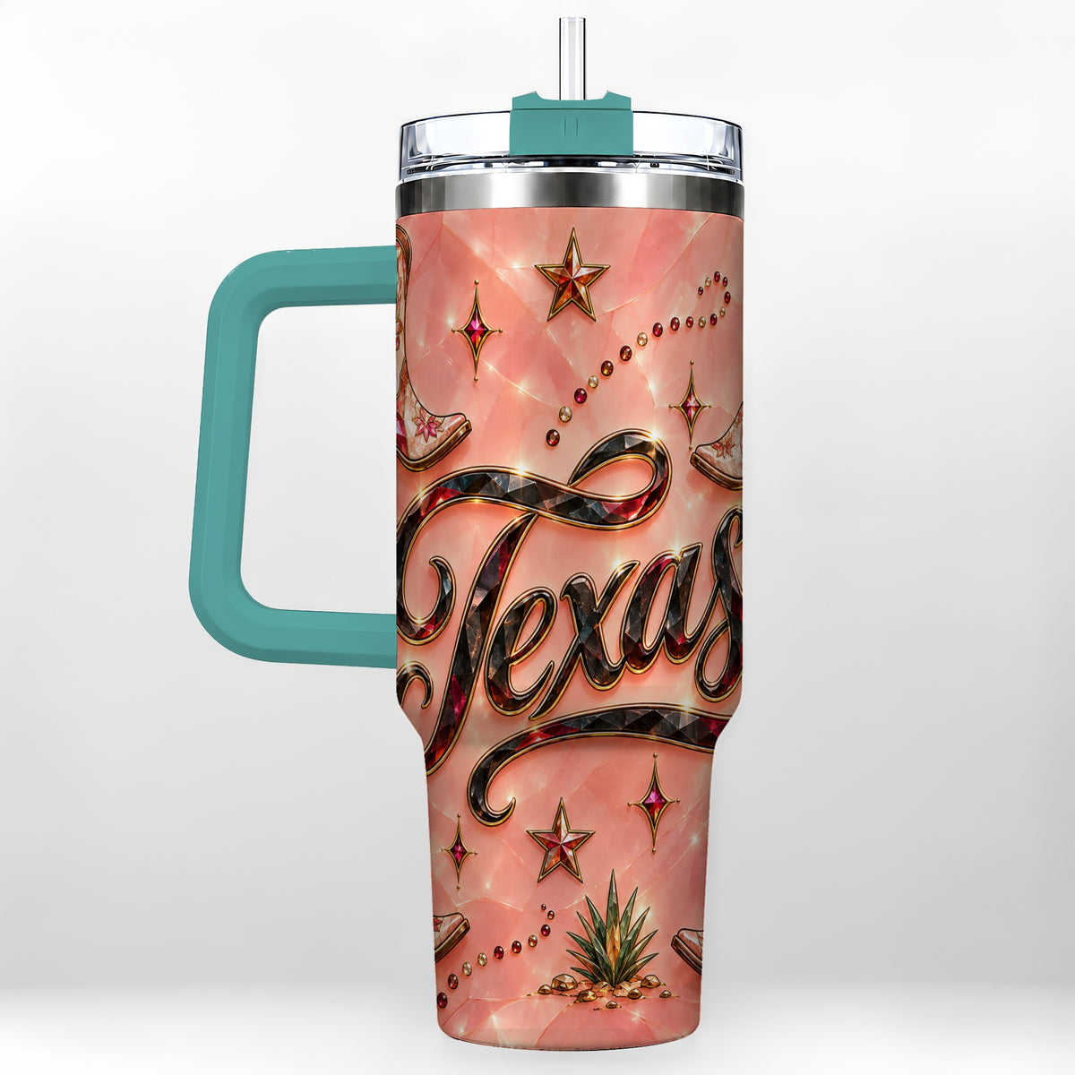#pl[40oz|Green] Western Cowboy Boots 40oz Tumbler with Handle, Stainless Steel Travel Cup