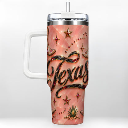 Western Cowboy Boots 40oz Tumbler with Handle, Stainless Steel Travel Cup