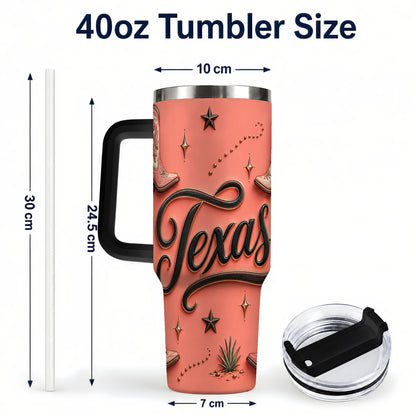 #pl[40oz|Black] Texas Boots 40oz Tumbler with Handle, Cowgirl Stainless Steel Travel Cup