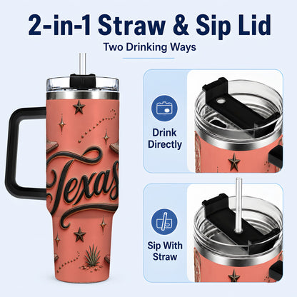 #pl[40oz|Black] Texas Boots 40oz Tumbler with Handle, Cowgirl Stainless Steel Travel Cup