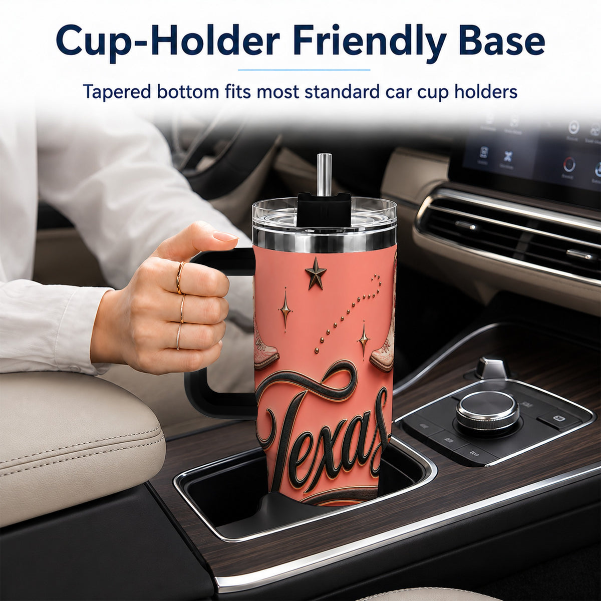 #pl[40oz|Black] Texas Boots 40oz Tumbler with Handle, Cowgirl Stainless Steel Travel Cup