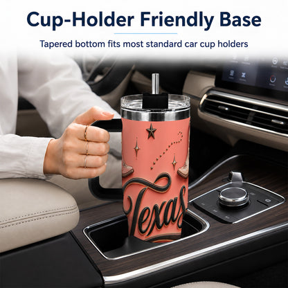 #pl[40oz|Black] Texas Boots 40oz Tumbler with Handle, Cowgirl Stainless Steel Travel Cup