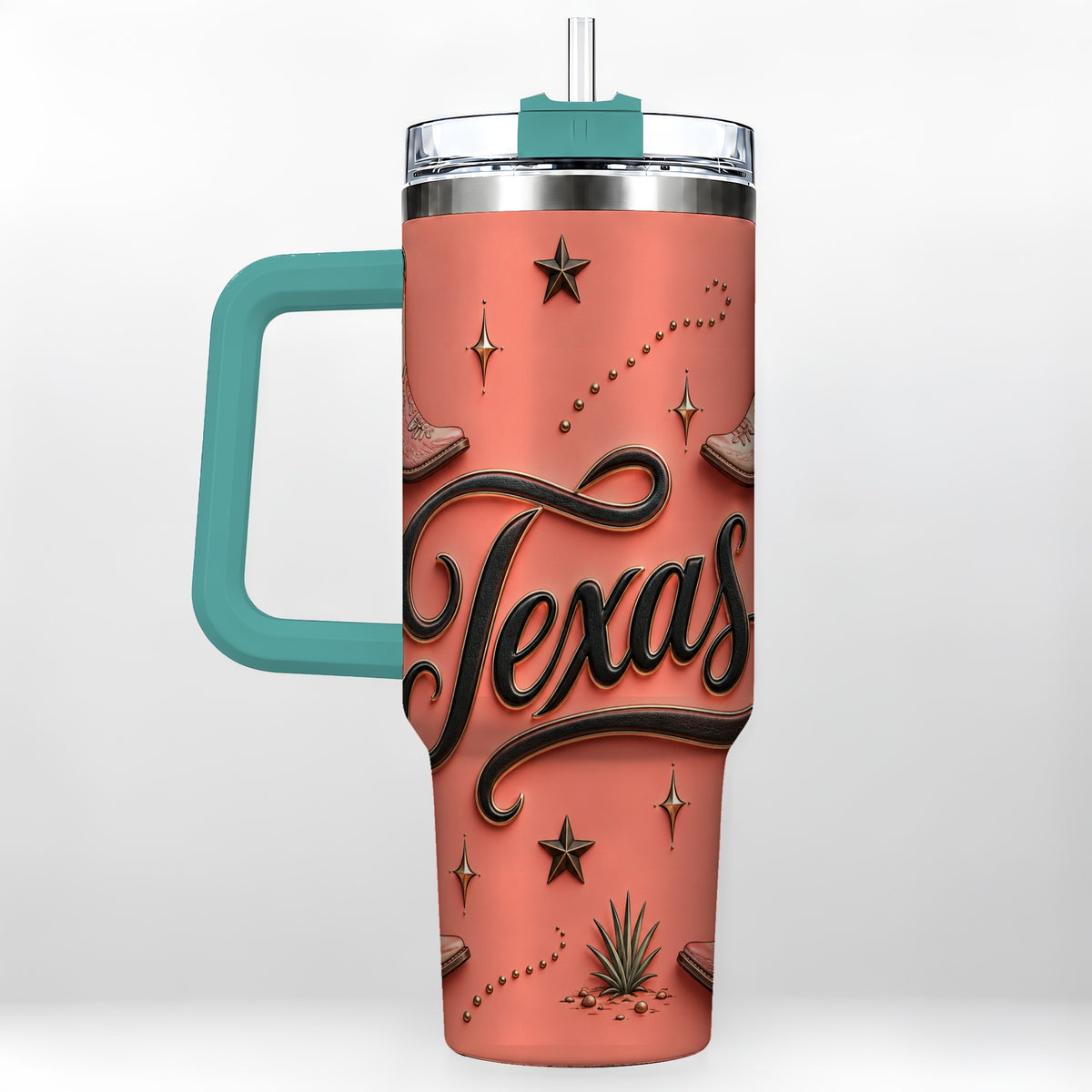 #pl[40oz|Green] Texas Boots 40oz Tumbler with Handle, Cowgirl Stainless Steel Travel Cup
