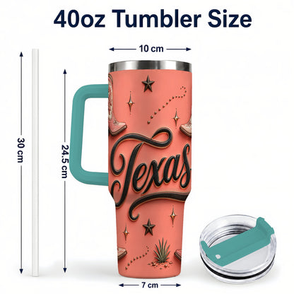 #pl[40oz|Green] Texas Boots 40oz Tumbler with Handle, Cowgirl Stainless Steel Travel Cup