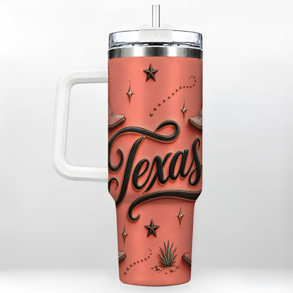 Texas Boots 40oz Tumbler with Handle, Cowgirl Stainless Steel Travel Cup
