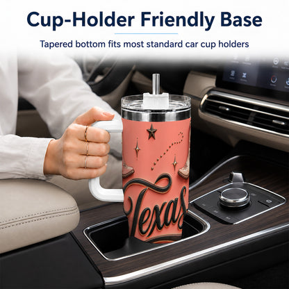 #pl[40oz|White] Texas Boots 40oz Tumbler with Handle, Cowgirl Stainless Steel Travel Cup