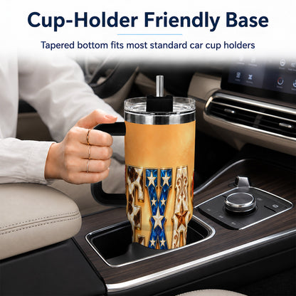 #pl[40oz|Black] Texas Gemstone 40oz Tumbler with Handle, Western Stainless Steel Travel Cup