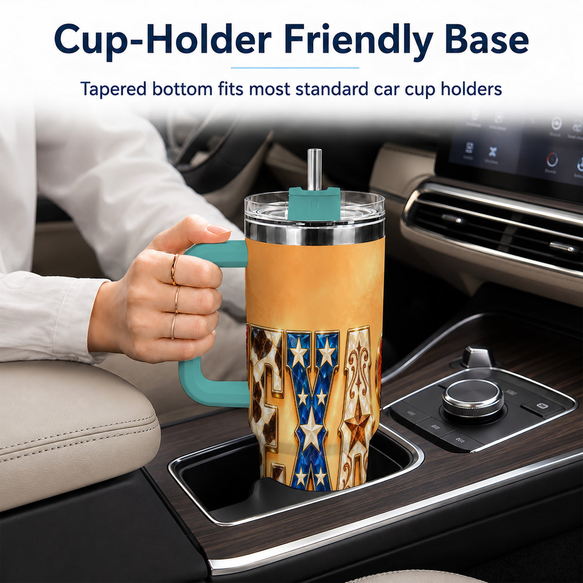 #pl[40oz|Green] Texas Gemstone 40oz Tumbler with Handle, Western Stainless Steel Travel Cup