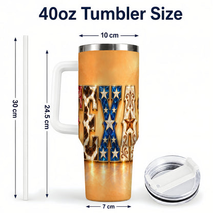 #pl[40oz|White] Texas Gemstone 40oz Tumbler with Handle, Western Stainless Steel Travel Cup