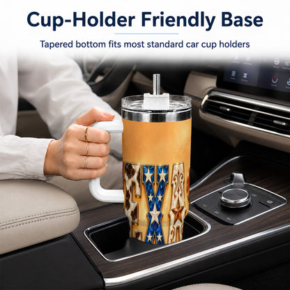 #pl[40oz|White] Texas Gemstone 40oz Tumbler with Handle, Western Stainless Steel Travel Cup