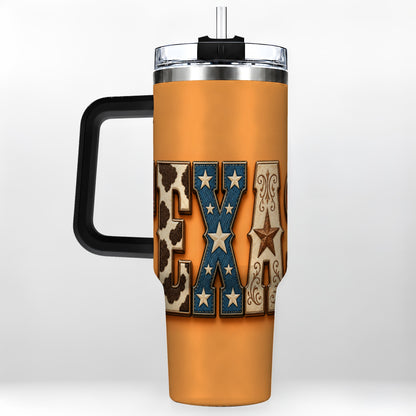 #pl[40oz|Black] Texas Rustic 40oz Tumbler with Handle, Western Stainless Steel Travel Cup