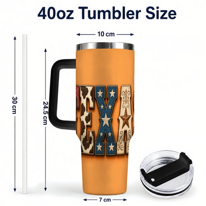 #pl[40oz|Black] Texas Rustic 40oz Tumbler with Handle, Western Stainless Steel Travel Cup