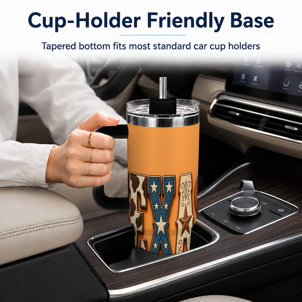 #pl[40oz|Black] Texas Rustic 40oz Tumbler with Handle, Western Stainless Steel Travel Cup
