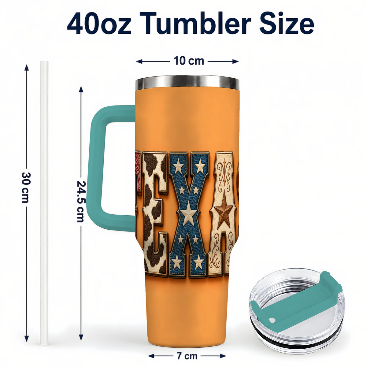 #pl[40oz|Green] Texas Rustic 40oz Tumbler with Handle, Western Stainless Steel Travel Cup