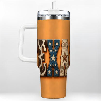Texas Rustic 40oz Tumbler with Handle, Western Stainless Steel Travel Cup