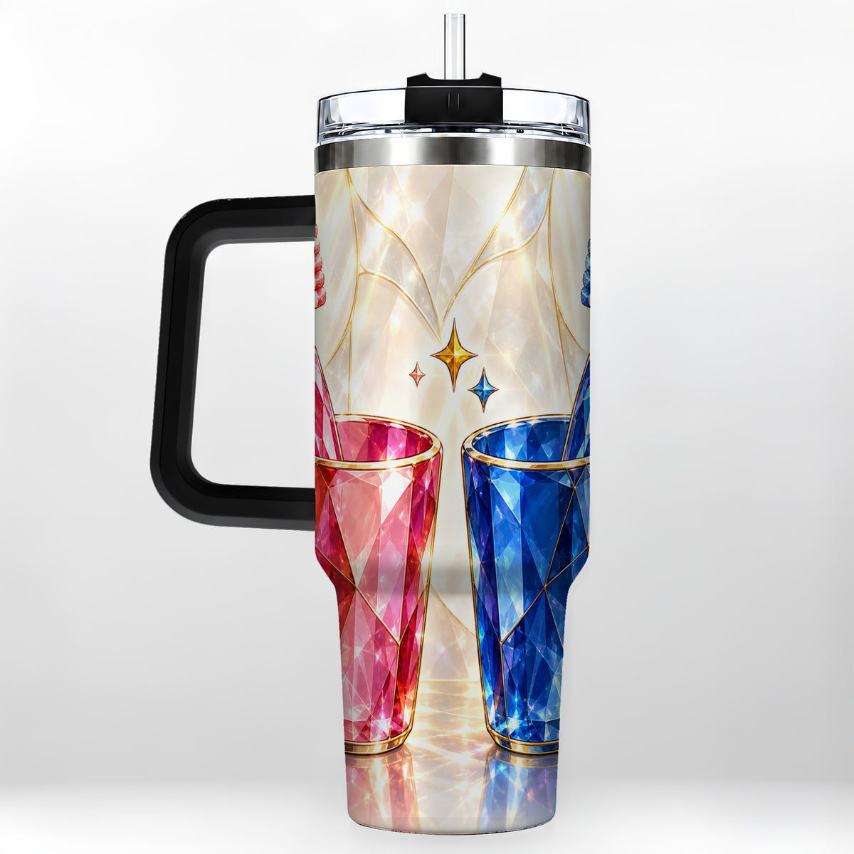 #pl[40oz|Black] Gemstone Toothbrush Pair 40oz Tumbler with Handle, Dental Travel Cup