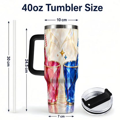 #pl[40oz|Black] Gemstone Toothbrush Pair 40oz Tumbler with Handle, Dental Travel Cup