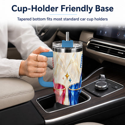 #pl[40oz|Blue] Gemstone Toothbrush Pair 40oz Tumbler with Handle, Dental Travel Cup