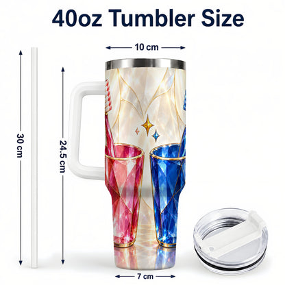 #pl[40oz|White] Gemstone Toothbrush Pair 40oz Tumbler with Handle, Dental Travel Cup