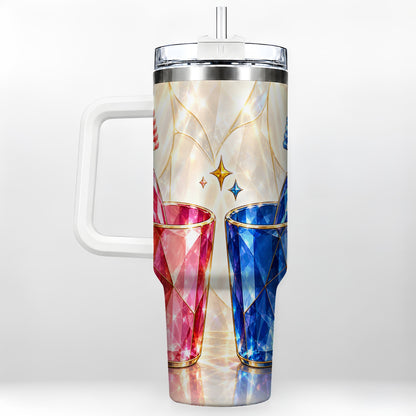 Gemstone Toothbrush Pair 40oz Tumbler with Handle, Dental Travel Cup