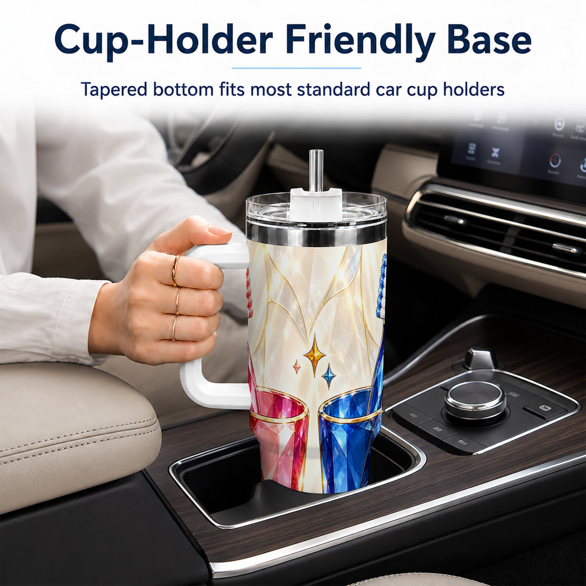 #pl[40oz|White] Gemstone Toothbrush Pair 40oz Tumbler with Handle, Dental Travel Cup