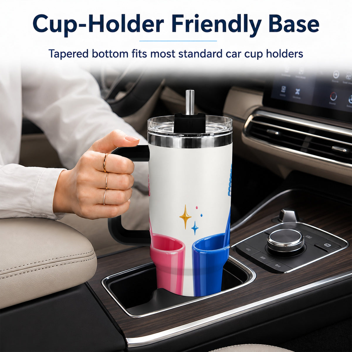 #pl[40oz|Black] Pink Blue Toothbrush Pair 40oz Tumbler with Handle, Dental Travel Cup