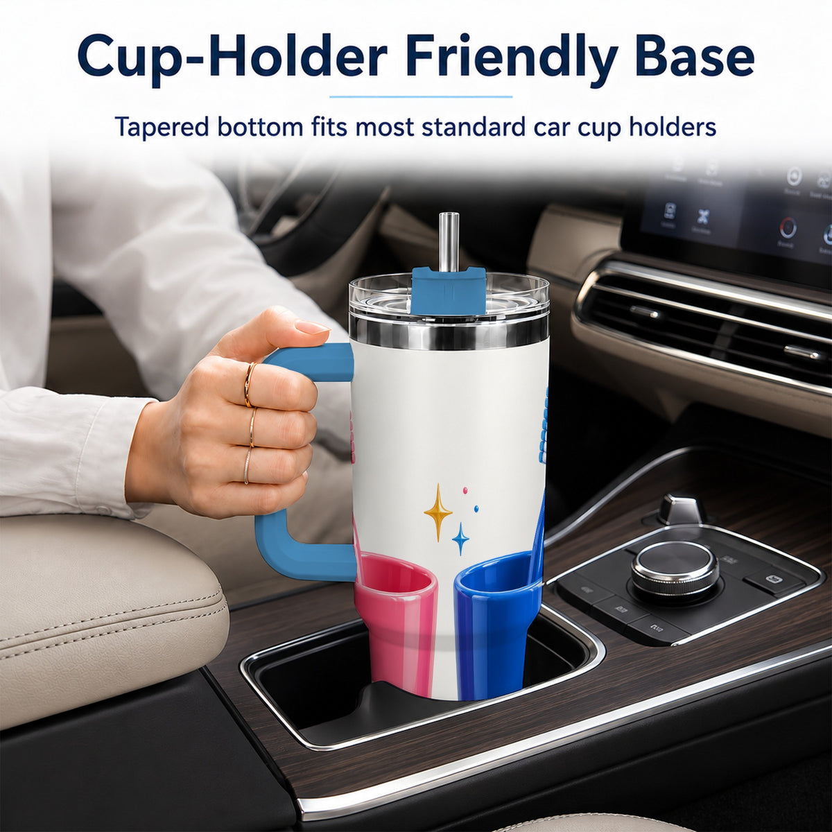 #pl[40oz|Blue] Pink Blue Toothbrush Pair 40oz Tumbler with Handle, Dental Travel Cup