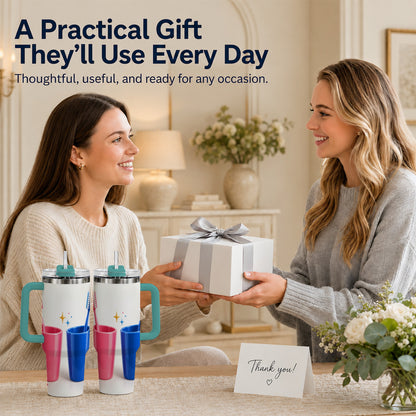 #pl[40oz|Green] Pink Blue Toothbrush Pair 40oz Tumbler with Handle, Dental Travel Cup